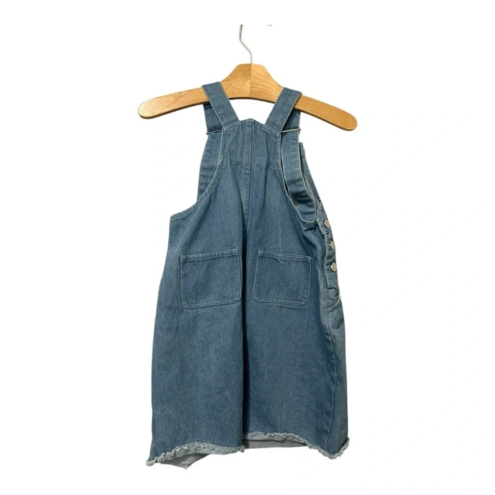 The Red League Girl's Overall Dress Size 6 Blue Chambray Casual